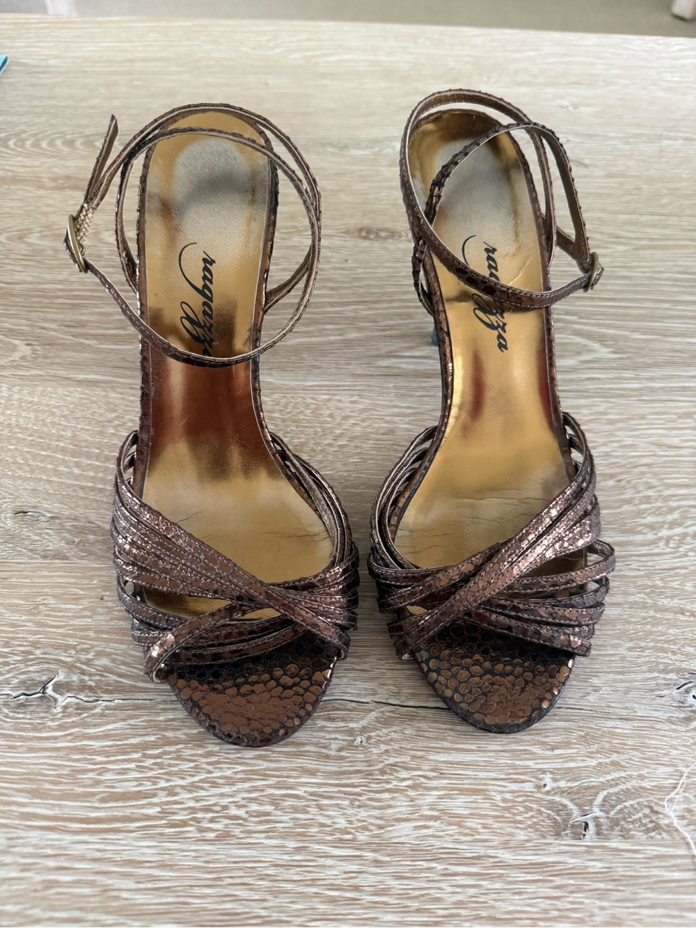 Copper Metallic Strappy Sandals by Ragazza